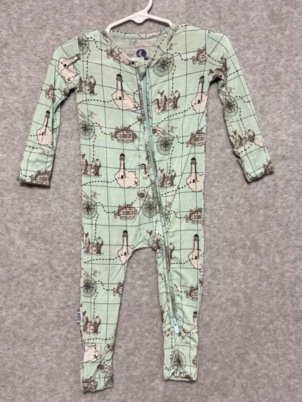 Dreamiere Infant Bamboo Pajamas 3-6M Treasure Map Convertible Footie